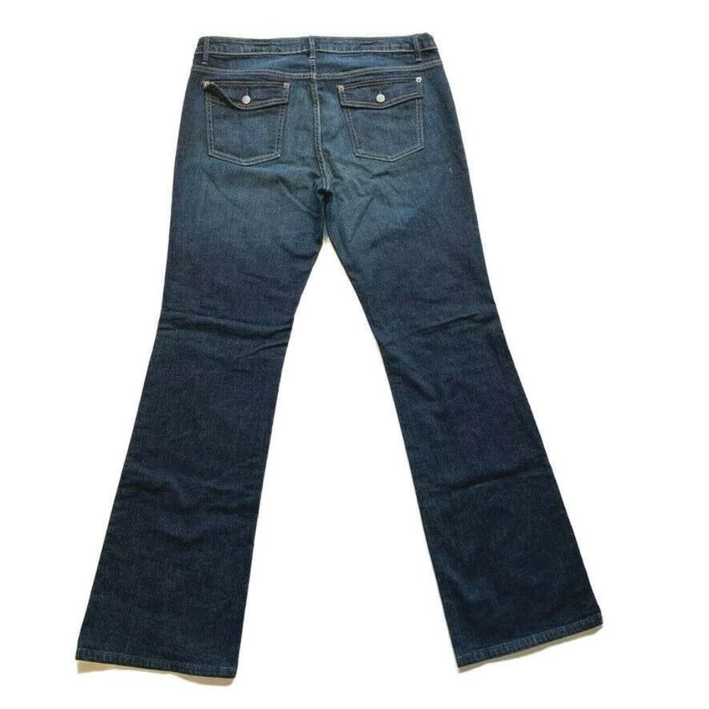 NEW Banana Republic Jeans Women 14L 37x36‎ Bootcut Stretch Flap Pocket Dark Wash